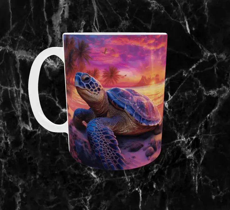 🐢 Mug “Tortue du Soleil” – Voyage au Cœur du Paradis 🌺 Sublimation Store