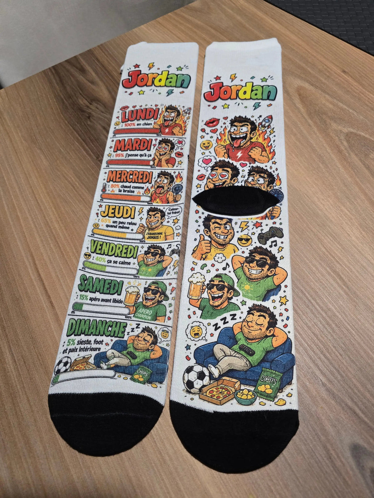 Chaussettes personnalisées "Humeur de la Semaine" Homme – prénom sur mesure Sublimation Store