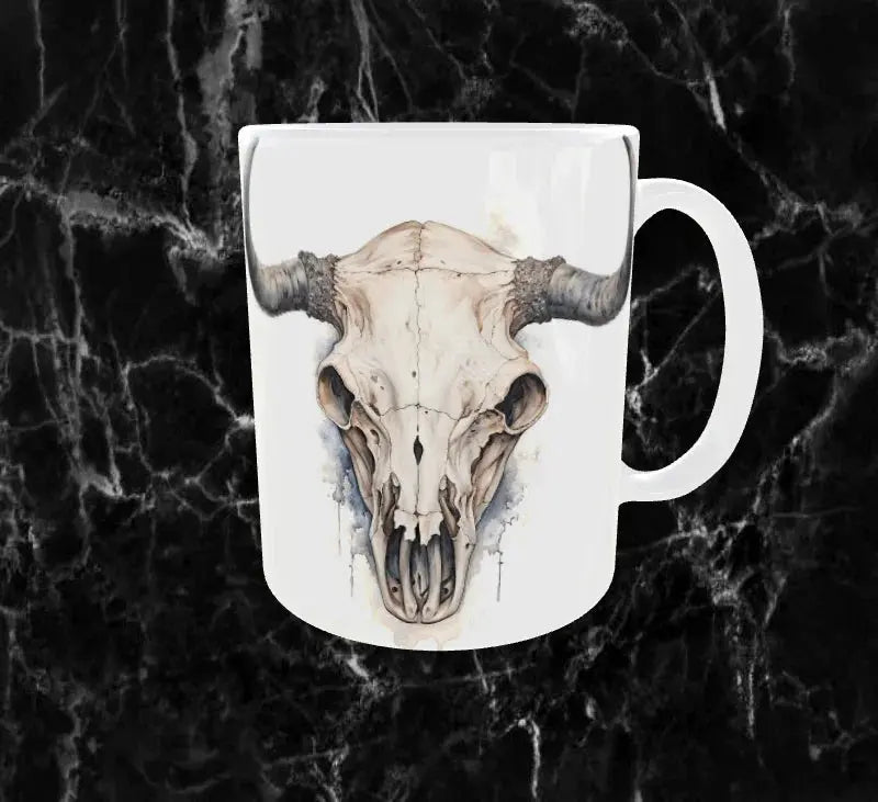 💀 Mug “Crâne de Vache Éternel” – Mystique & Intemporel ⚡ Sublimation Store