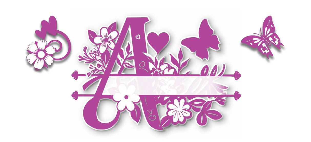 Mug Personnalisé Initiale A–Z – Floral Rose/Violet & Prénom au Choix Sublimation Store