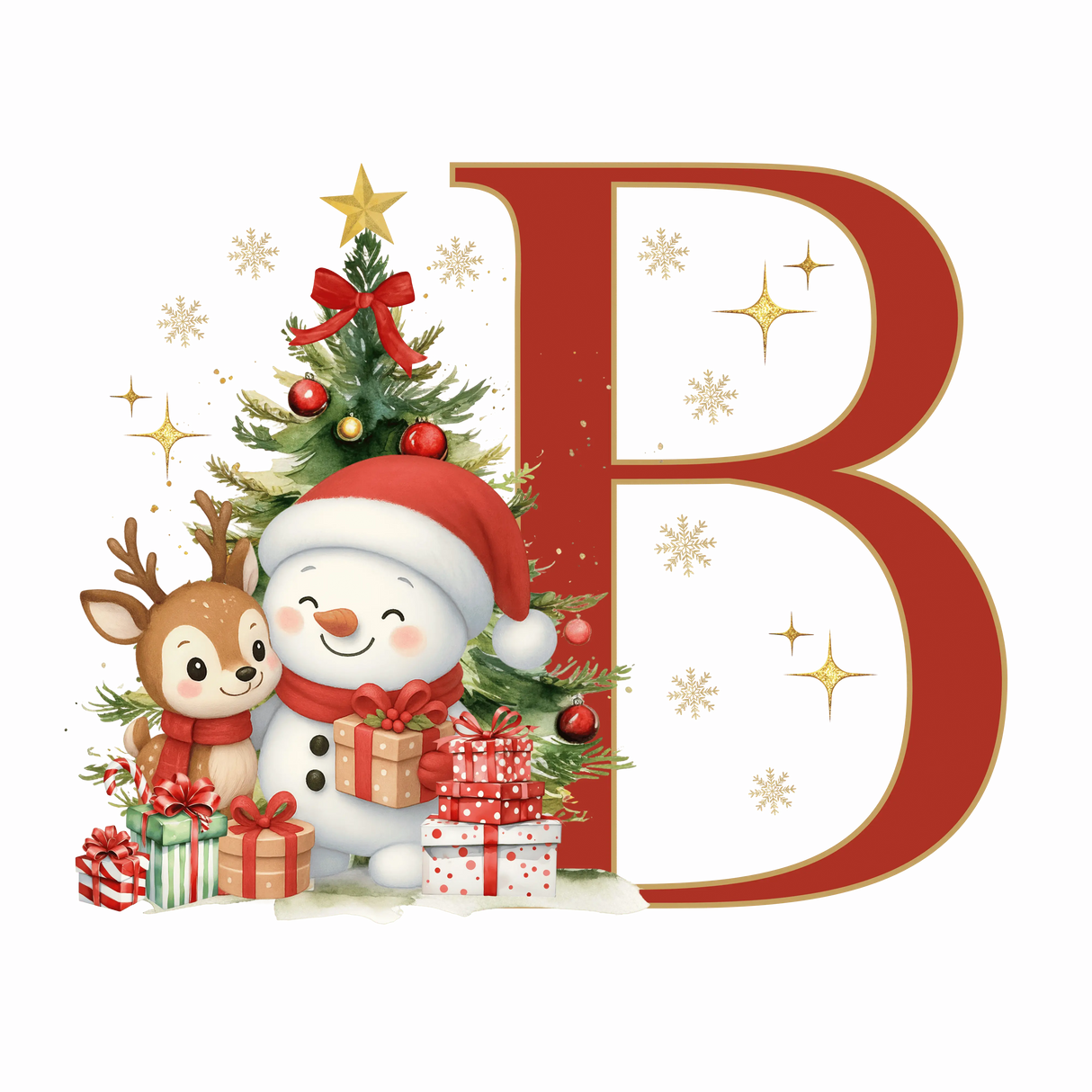 Mug de Noël Personnalisé – Lettre de A à Z avec Bonhomme de Neige & Renne Sublimation Store