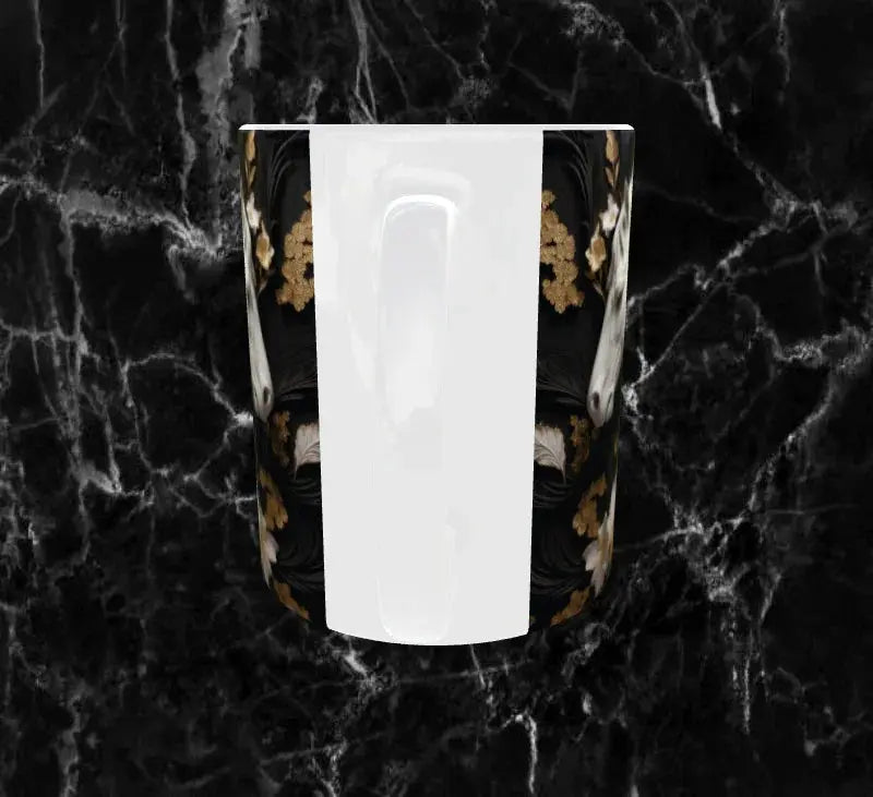 🐎 Mug “Cheval Blanc & Fleurs d’Or” – Élégance Équine ✨ Sublimation Store