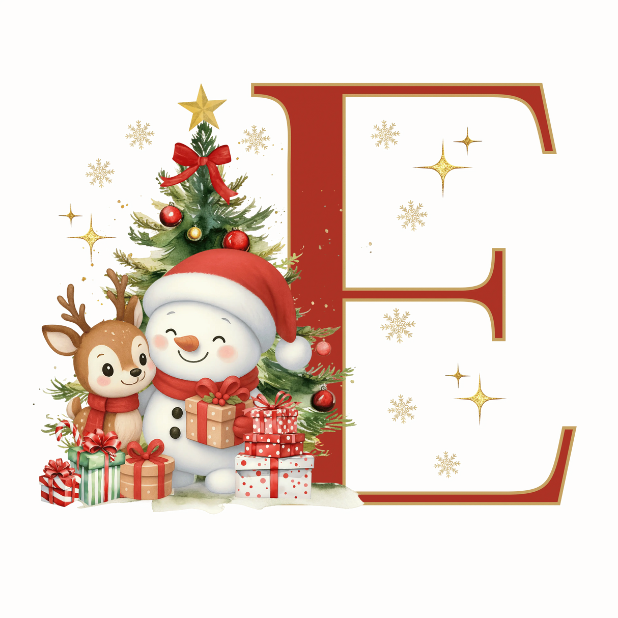 Mug de Noël Personnalisé – Lettre de A à Z avec Bonhomme de Neige & Renne Sublimation Store