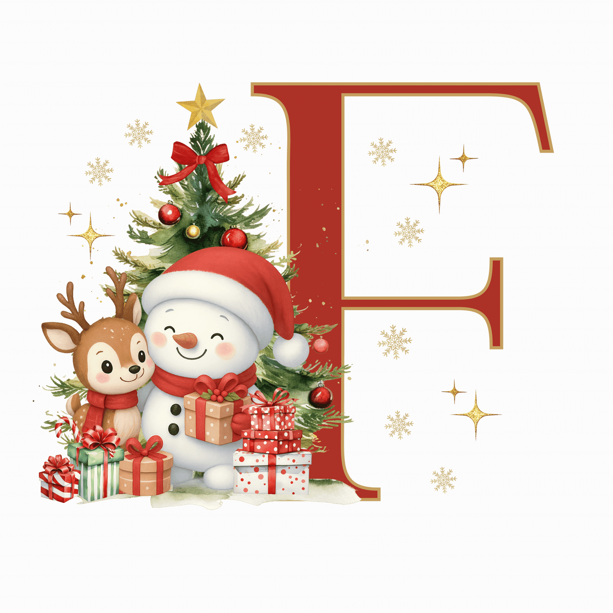 Mug de Noël Personnalisé – Lettre de A à Z avec Bonhomme de Neige & Renne Sublimation Store
