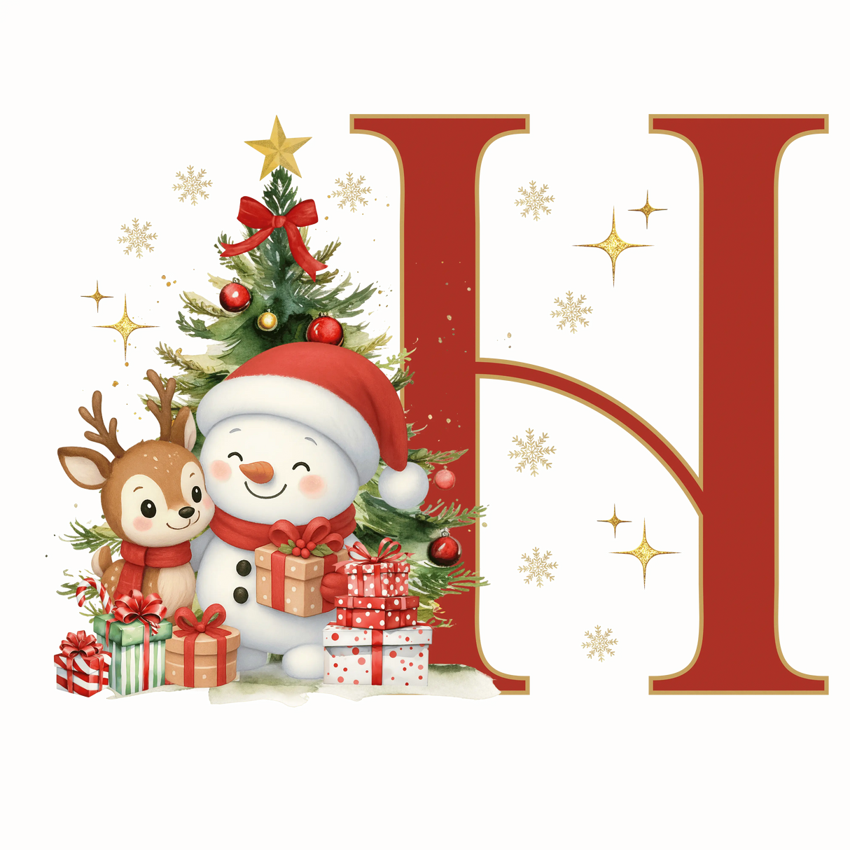 Mug de Noël Personnalisé – Lettre de A à Z avec Bonhomme de Neige & Renne Sublimation Store