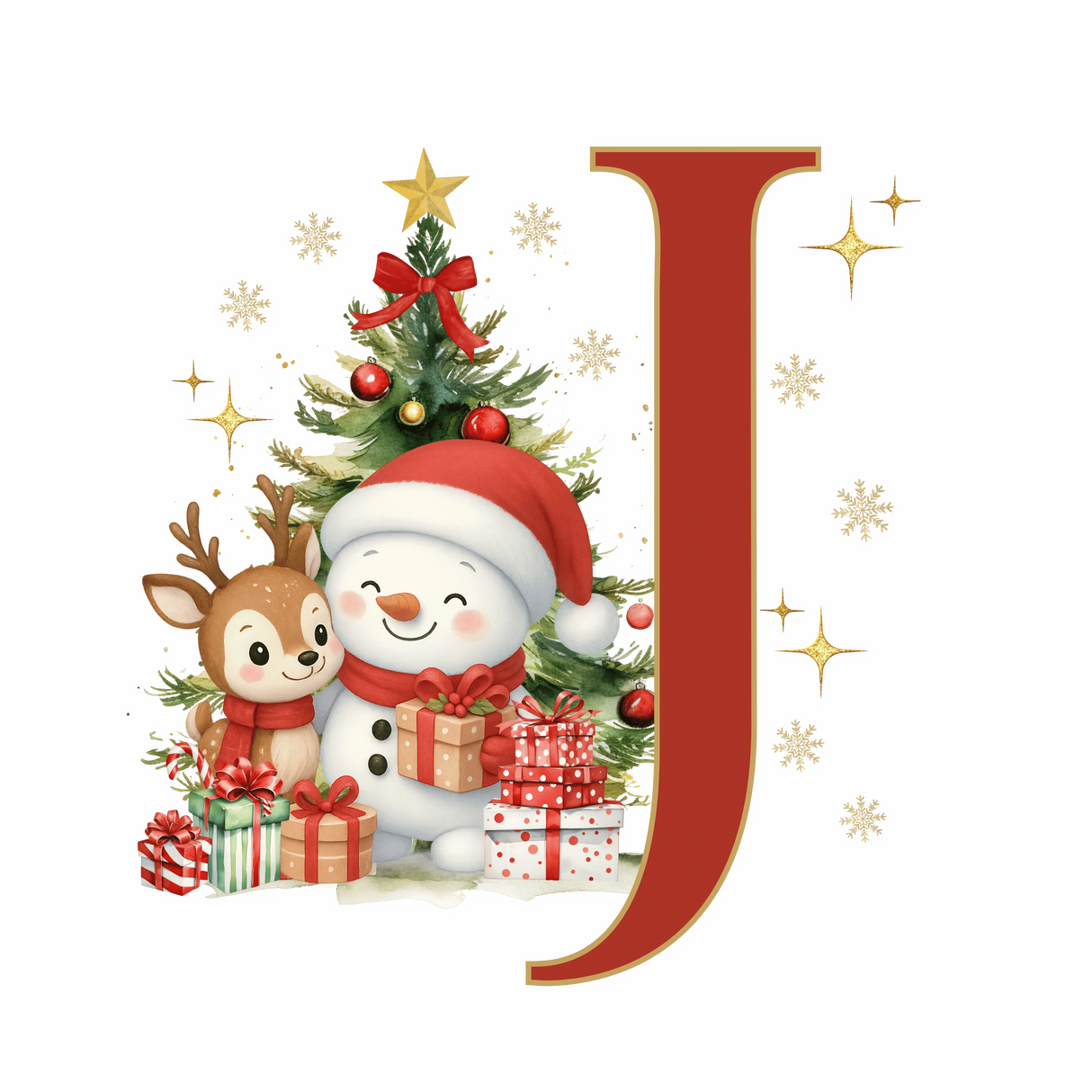 Mug de Noël Personnalisé – Lettre de A à Z avec Bonhomme de Neige & Renne Sublimation Store