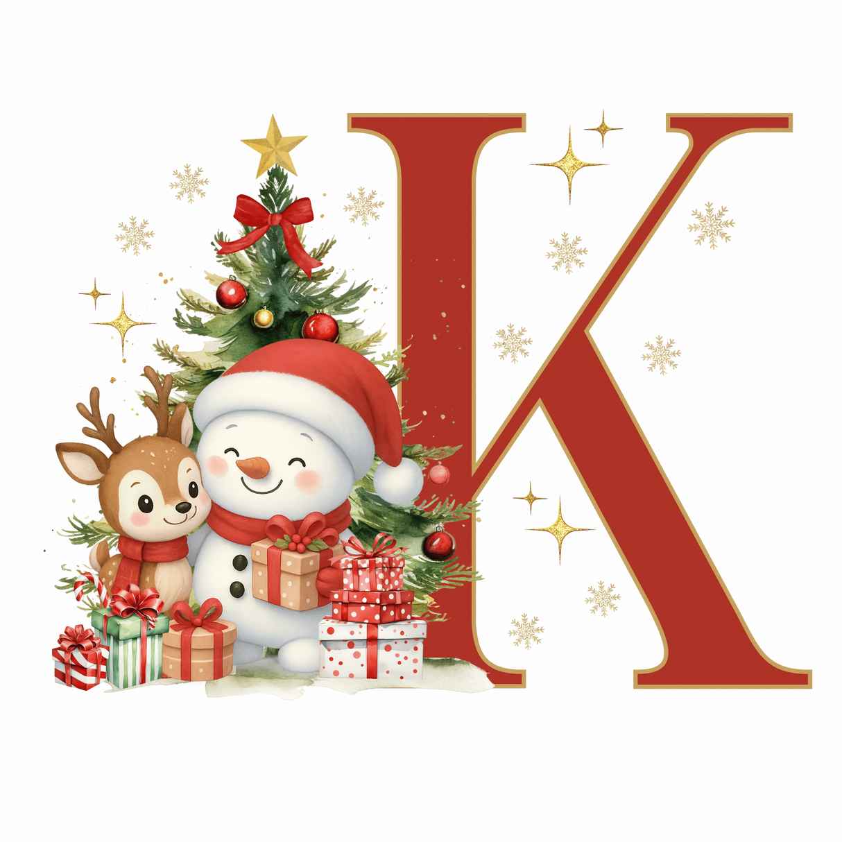 Mug de Noël Personnalisé – Lettre de A à Z avec Bonhomme de Neige & Renne Sublimation Store