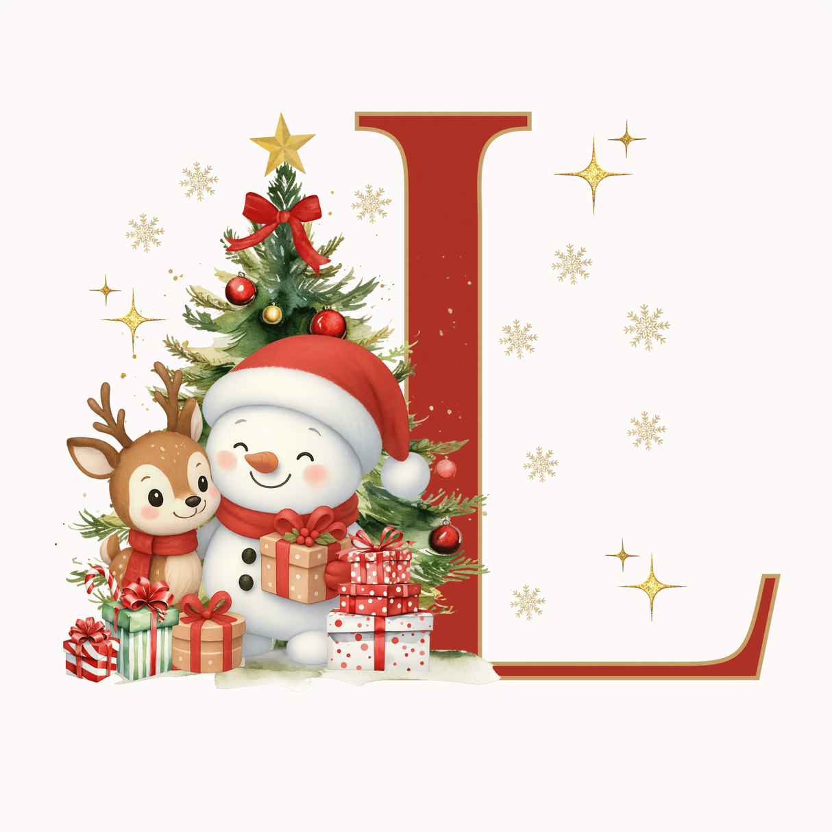 Mug de Noël Personnalisé – Lettre de A à Z avec Bonhomme de Neige & Renne Sublimation Store