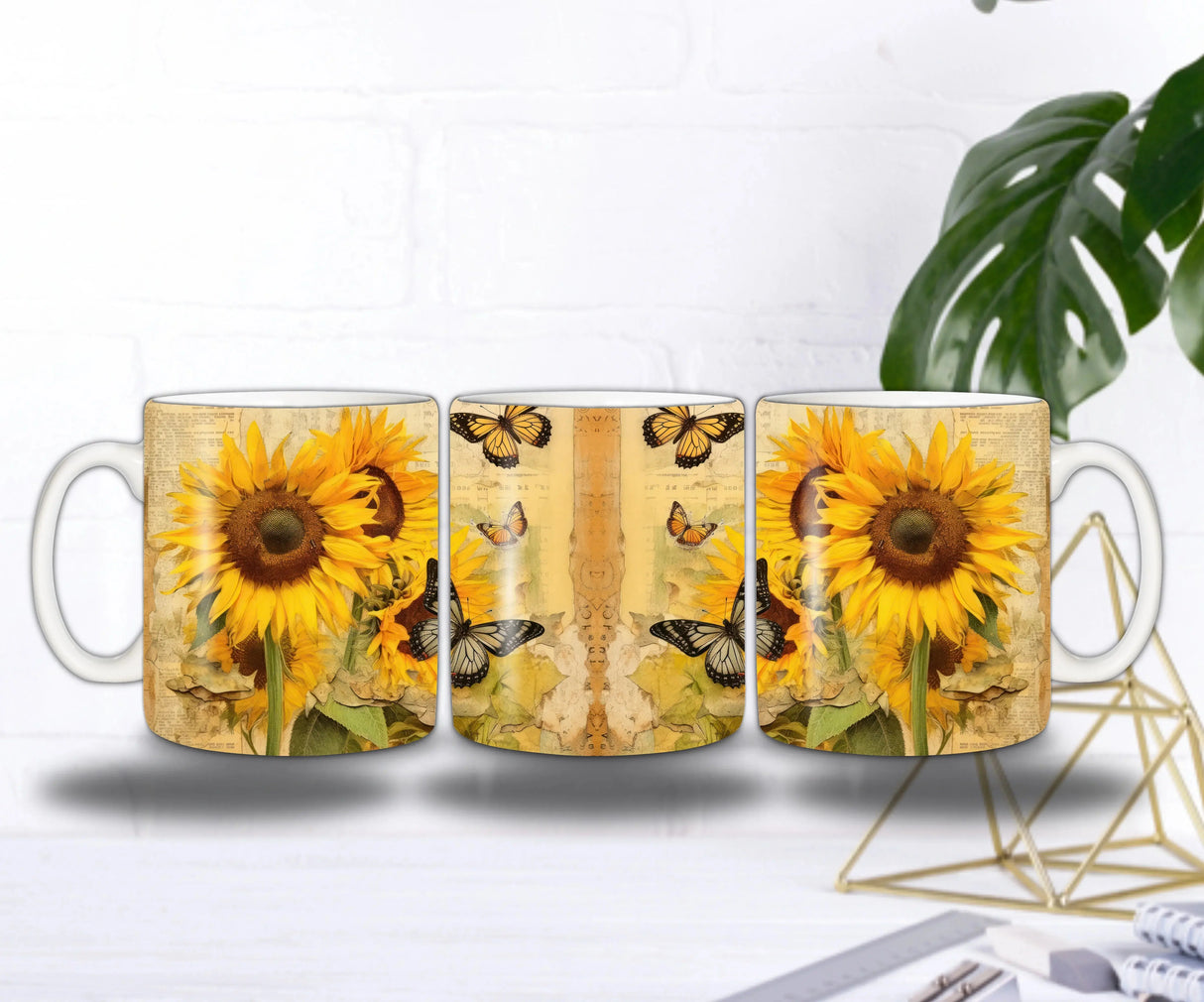 🌻 Mug “Tournesols & Papillons” – Douceur Vintage et Soleil d’Été ☕ Sublimation Store