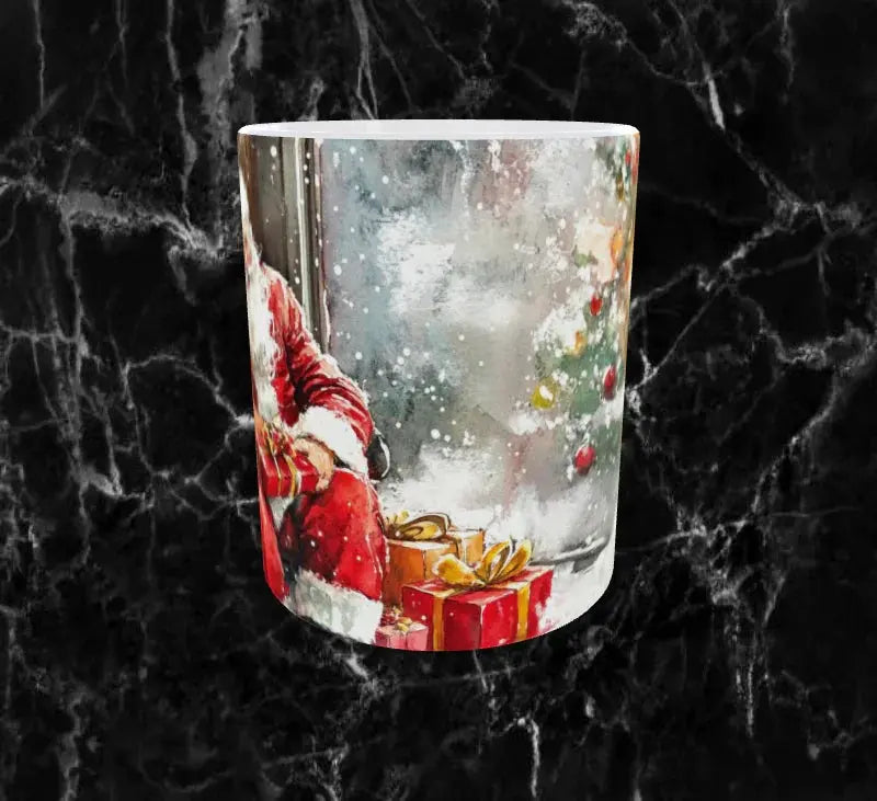 Mug de Noël – Père Noël au Coin du Sapin 🎅🎁✨ Sublimation Store