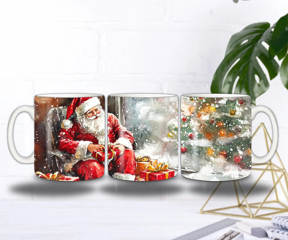 Mug de Noël – Père Noël au Coin du Sapin 🎅🎁✨ Sublimation Store