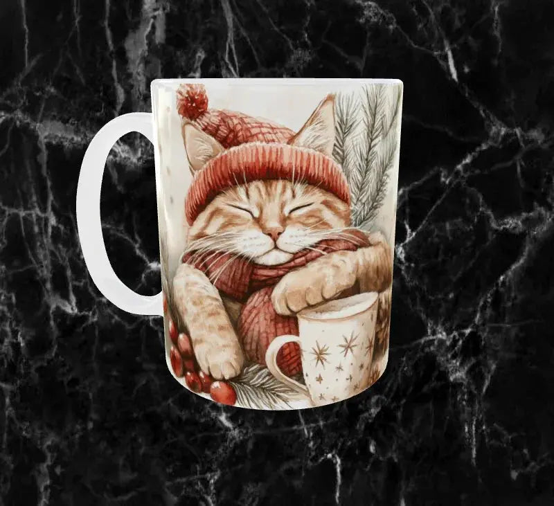 🐱❄️ Mug de Noël – Chat Douillet & Lait Chaud Sublimation Store