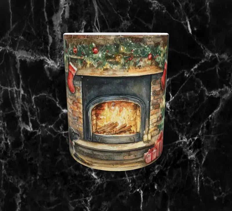 🐾 Mug de Noël – Le Chien au Coin du Feu 🎄🔥 Sublimation Store