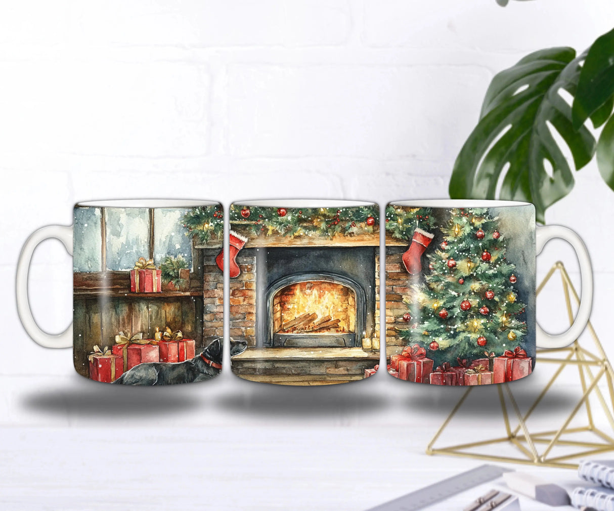 🐾 Mug de Noël – Le Chien au Coin du Feu 🎄🔥 Sublimation Store