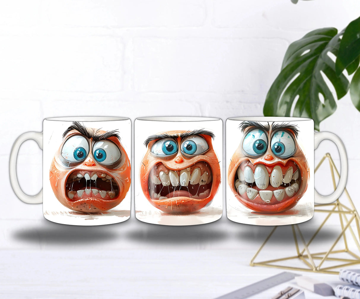 Mug Humour – Les Trois Grimaces Déjantées (Visages Expressifs & Dents XXL) Sublimation Store