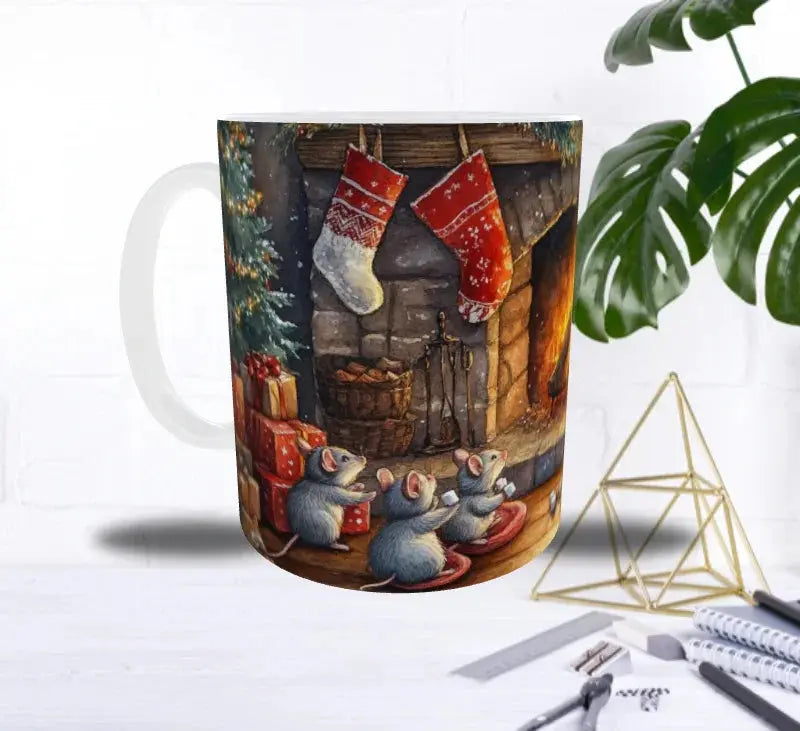 🐭Mug de Noël – Les Petites Souris au Coin du Feu 🔥 Sublimation Store