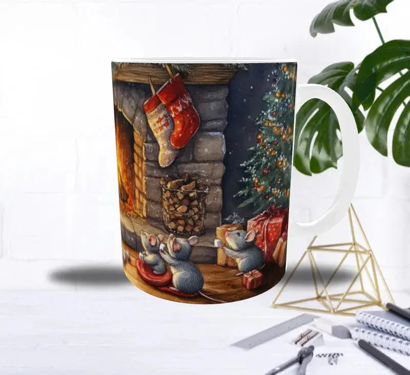 🐭Mug de Noël – Les Petites Souris au Coin du Feu 🔥 Sublimation Store