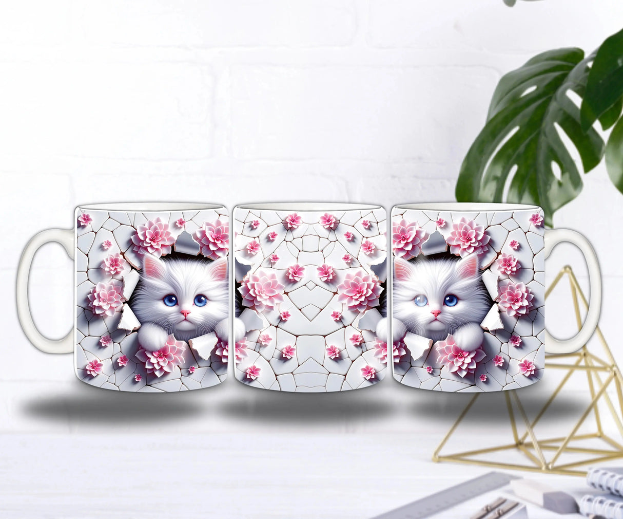 Mug Sublimation – Chaton Magique au Mur Fleuris Sublimation Store
