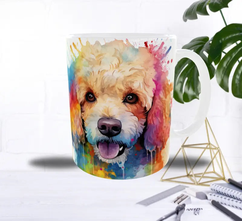 Mug Caniche Abricot Arc-en-Couleurs — Explosion Artistique & Douceur Sublimation Store