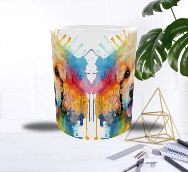 Mug Caniche Abricot Arc-en-Couleurs — Explosion Artistique & Douceur Sublimation Store