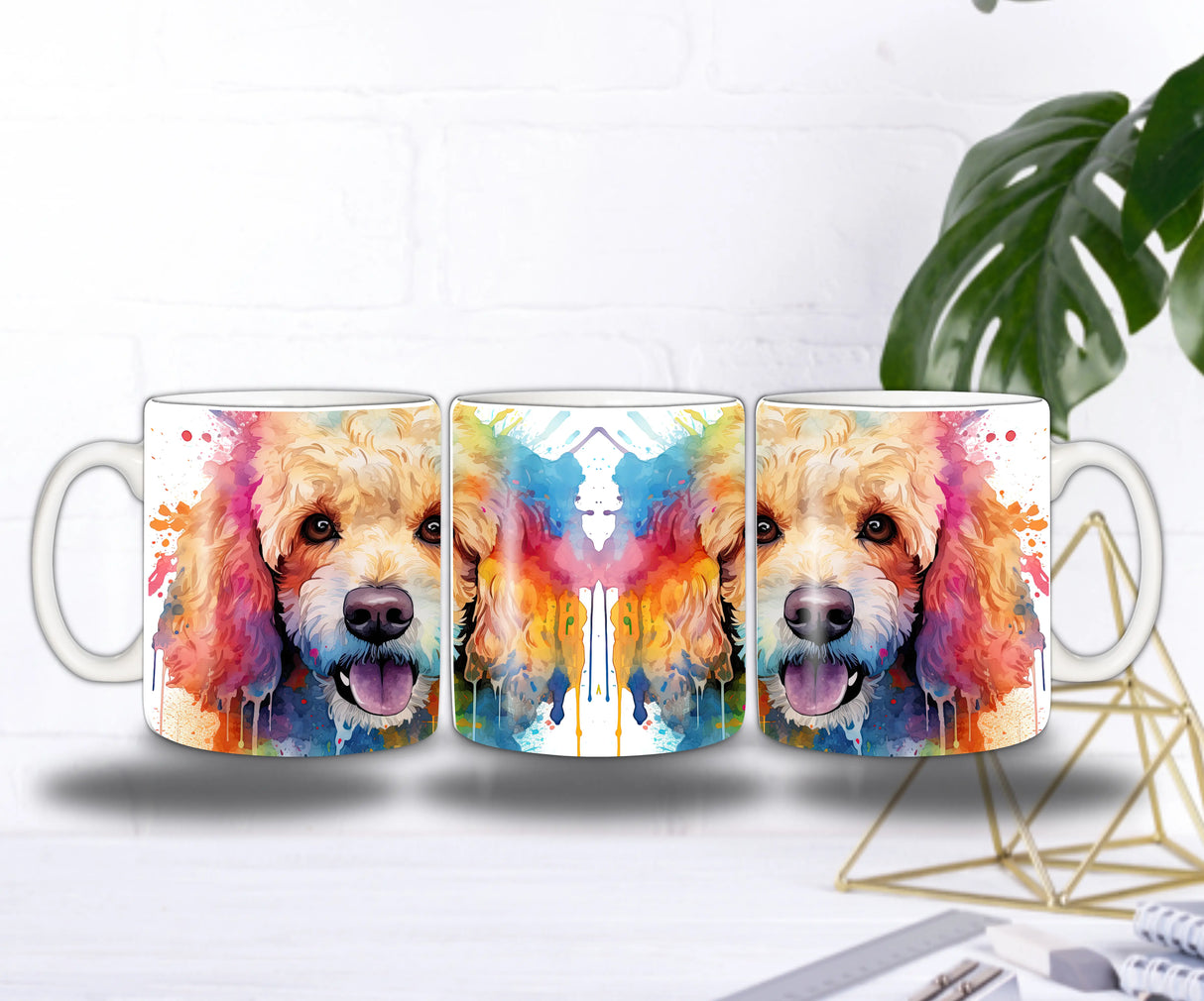 Mug Caniche Abricot Arc-en-Couleurs — Explosion Artistique & Douceur Sublimation Store