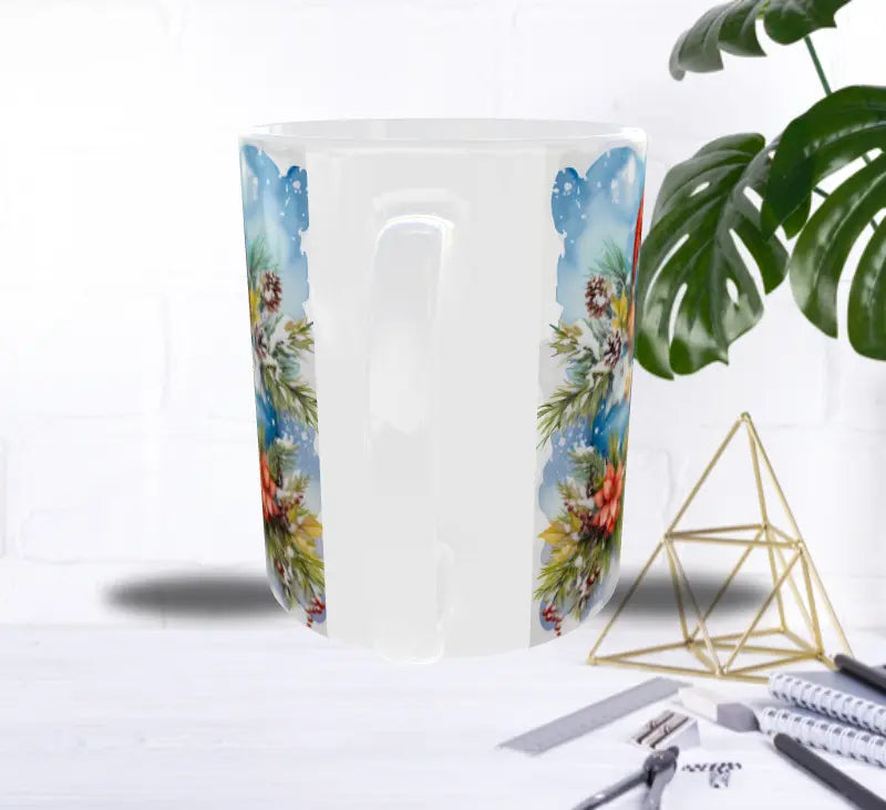 Mug Bonhomme de Neige & Fleurs d’Hiver – Magie Festive Sublimation Store