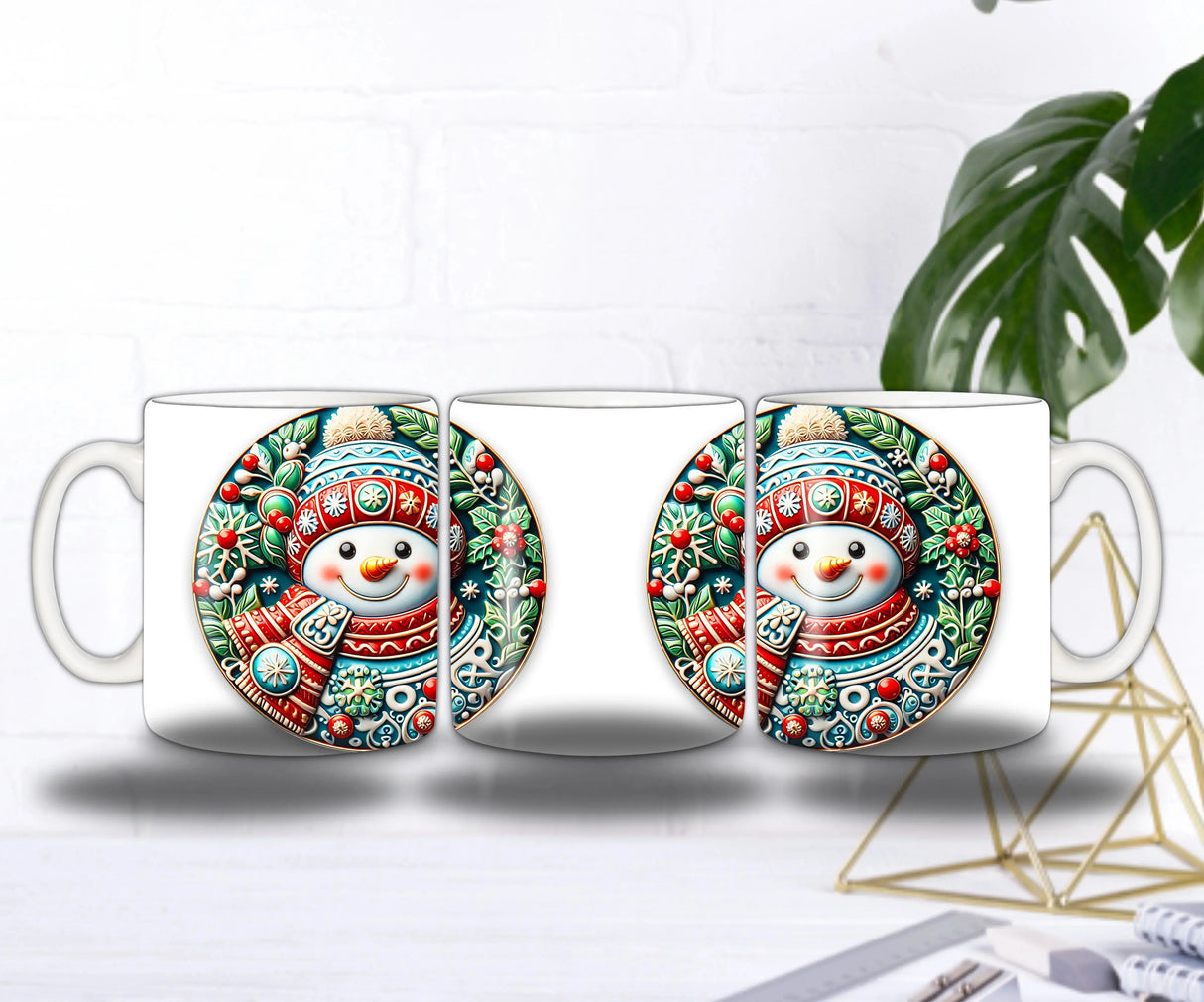 ❄️ Mug Bonhomme de Neige Festif – Écharpe & Bonnet de Noël Sublimation Store