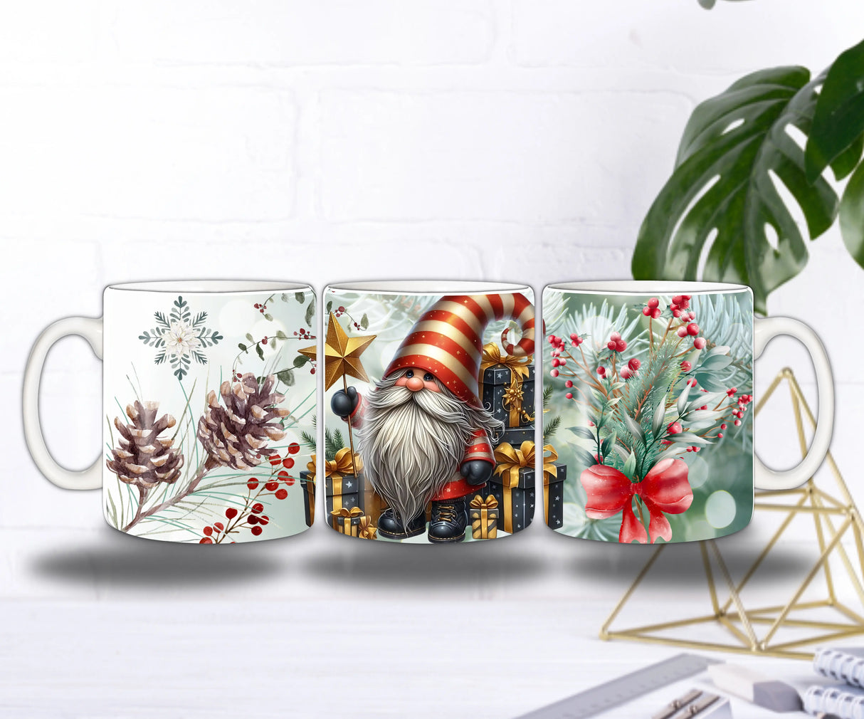 Mug Gnome de Noël & Montagne de Cadeaux – Magie Festive Sublimation Store