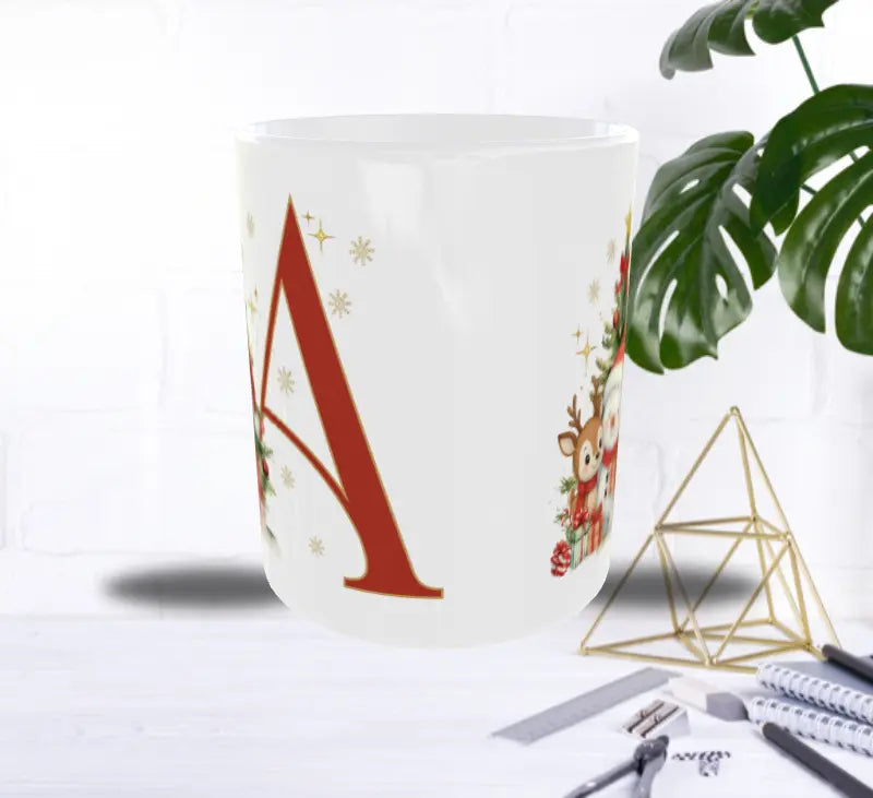 Mug de Noël Personnalisé – Lettre de A à Z avec Bonhomme de Neige & Renne Sublimation Store