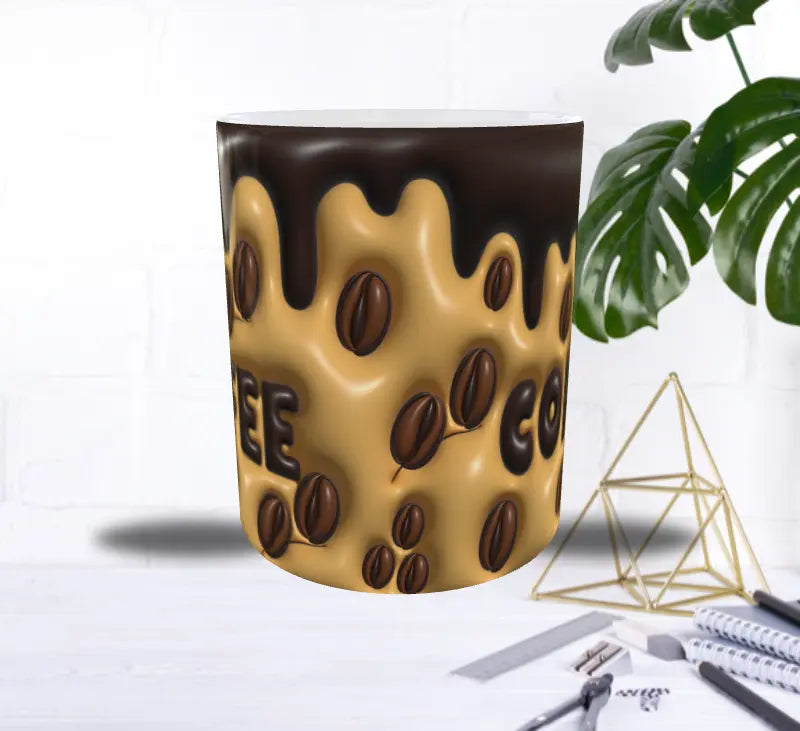 Mug Coffee Gourmand – Grains de Café & Effet Coulis Latte Sublimation Store