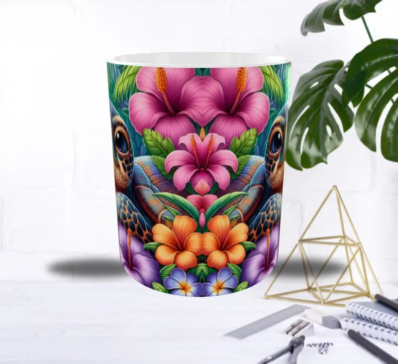 Mug Tortue Tropicale – Hibiscus Multicolores & Ambiance Paradisiaque Sublimation Store