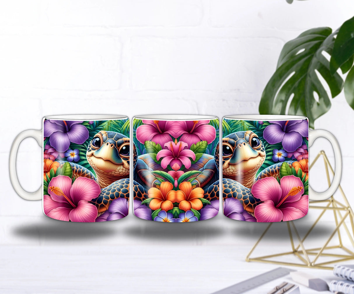 Mug Tortue Tropicale – Hibiscus Multicolores & Ambiance Paradisiaque Sublimation Store
