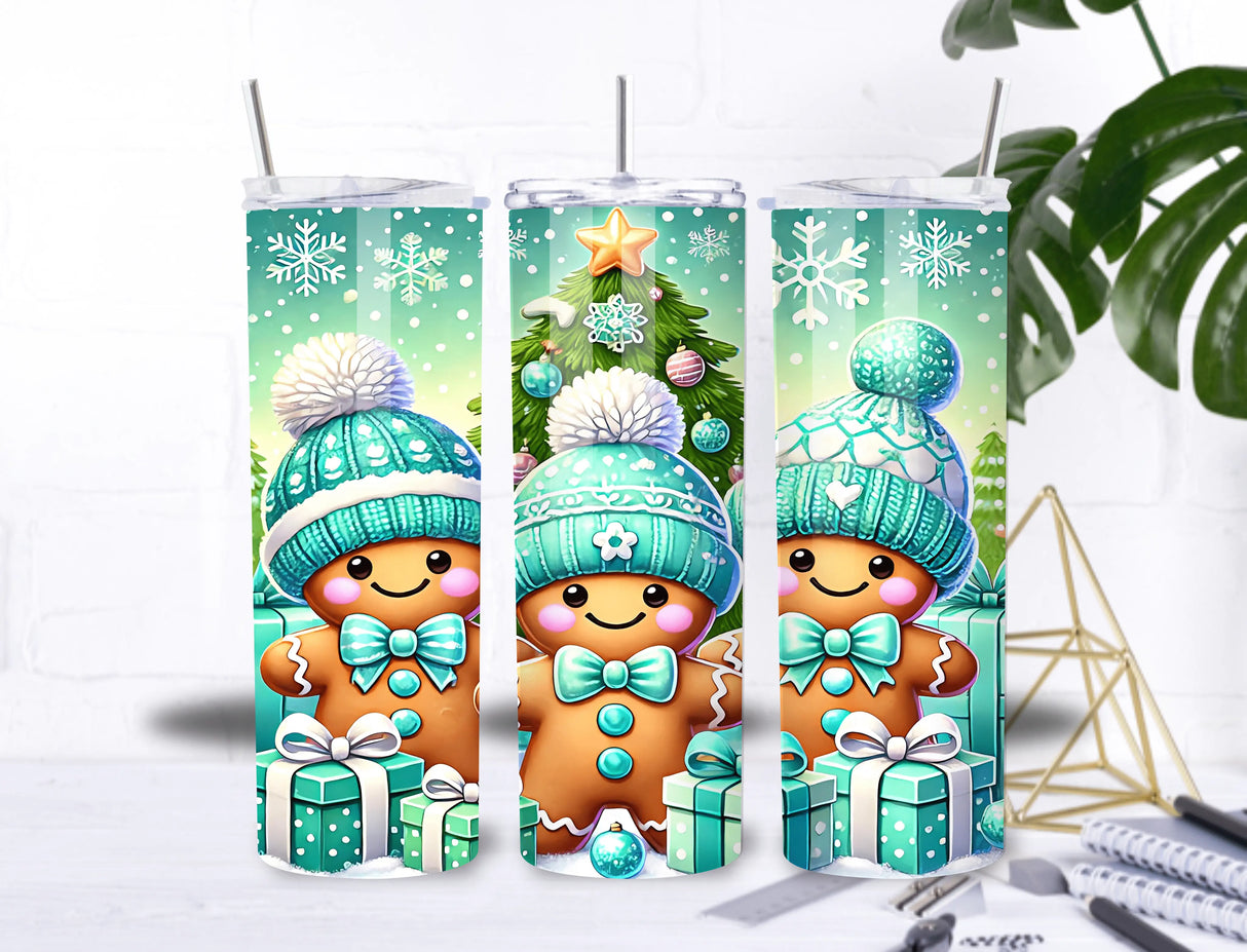 Tumbler Isotherme 20 oz (591 ml) “Pain d’Épice de Noël” – Sublimation HD – Paille & Goupillon inclus Sublimation Store