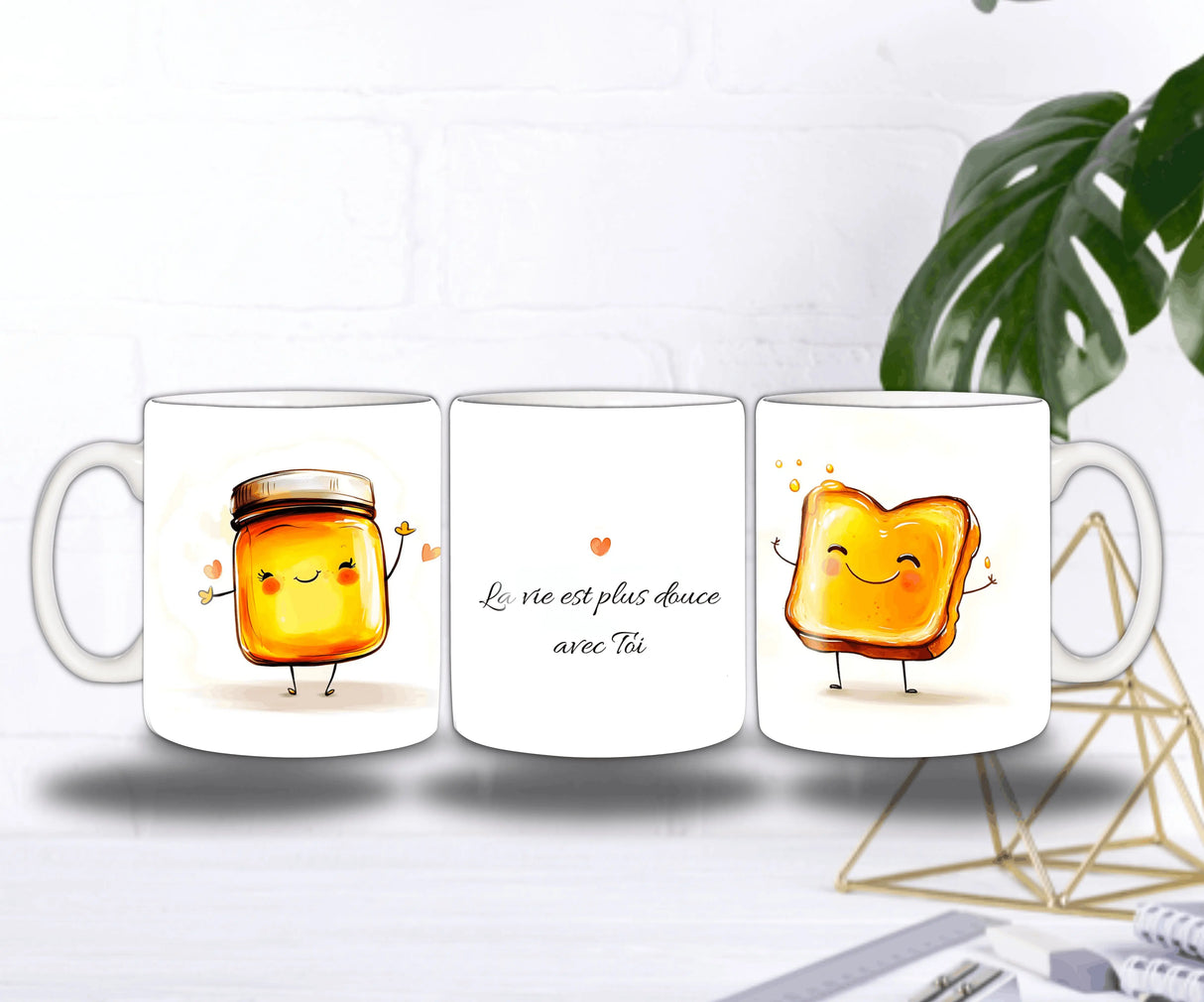 Mug Personnalisé Miel & Tartine 11 oz – Texte au Choix Sublimation Store