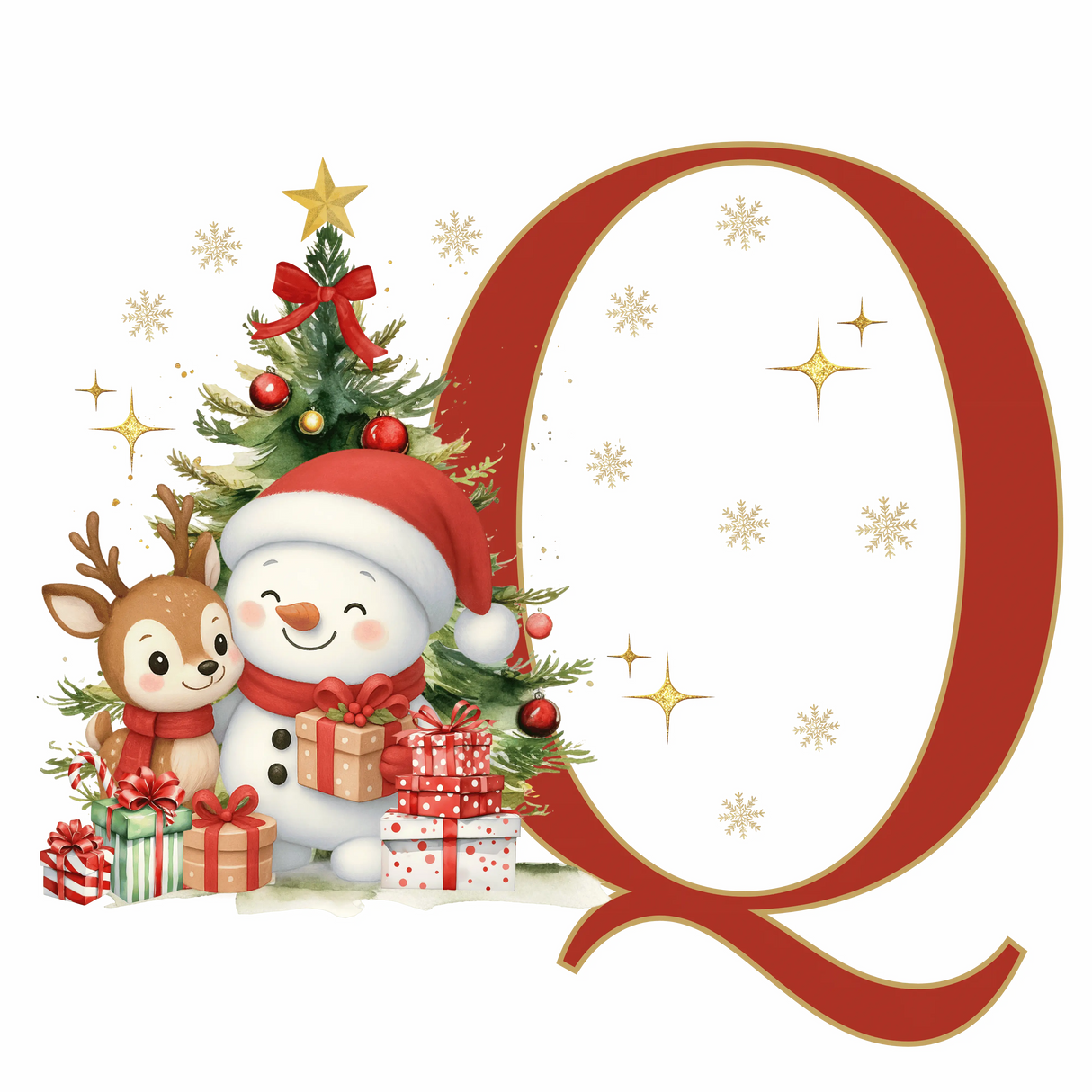 Mug de Noël Personnalisé – Lettre de A à Z avec Bonhomme de Neige & Renne Sublimation Store