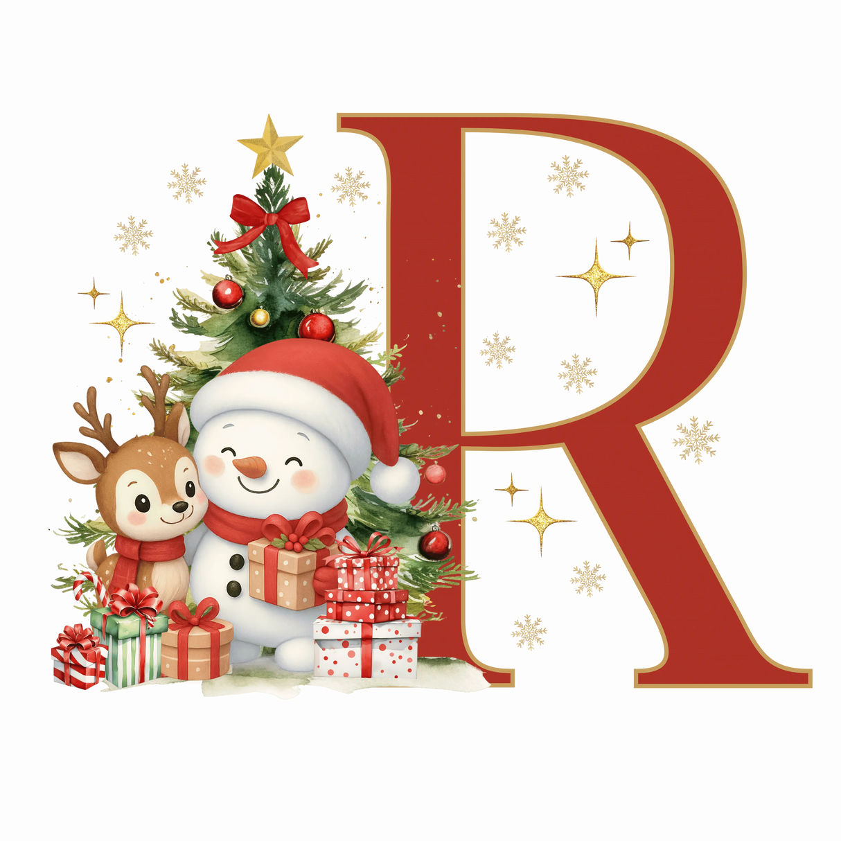Mug de Noël Personnalisé – Lettre de A à Z avec Bonhomme de Neige & Renne Sublimation Store
