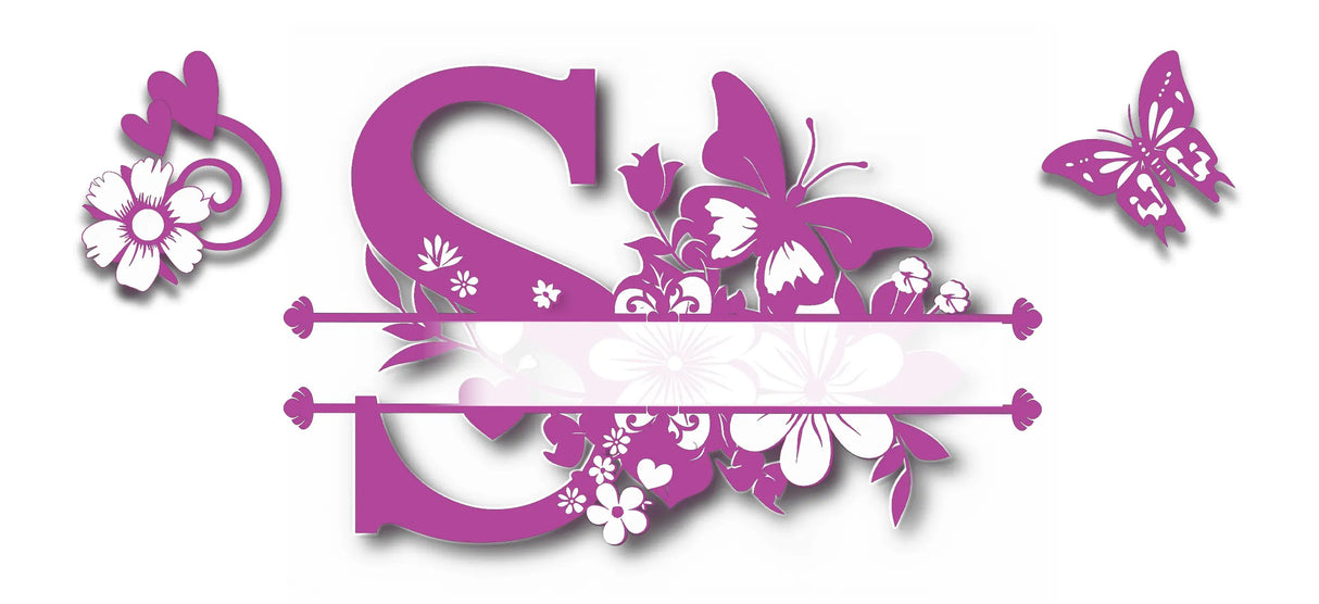 Mug Personnalisé Initiale A–Z – Floral Rose/Violet & Prénom au Choix Sublimation Store