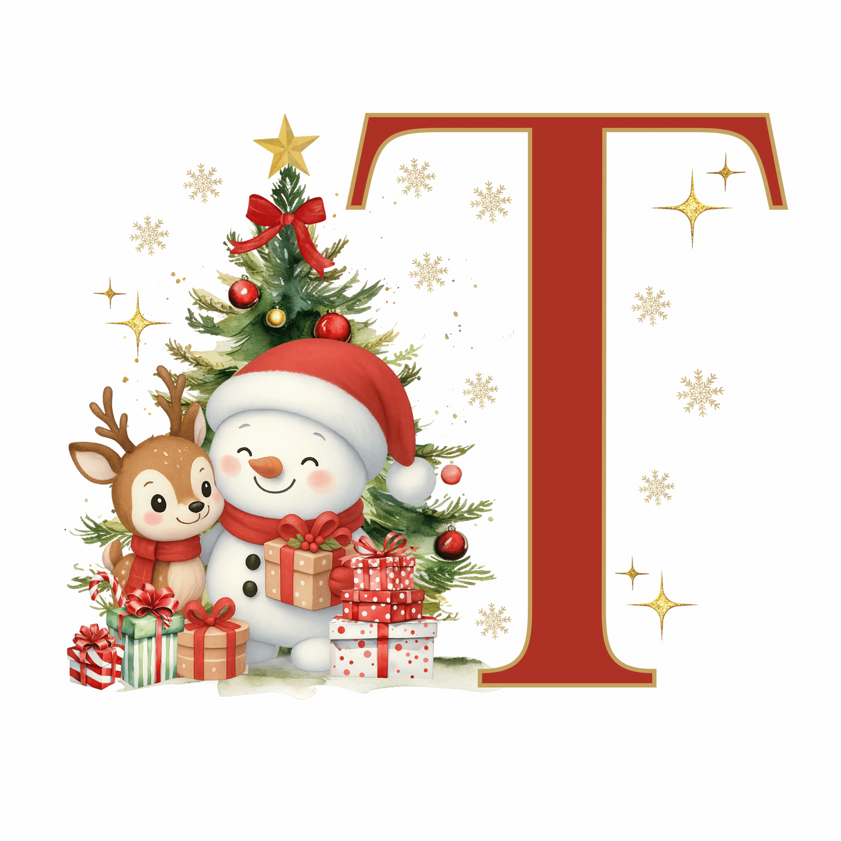 Mug de Noël Personnalisé – Lettre de A à Z avec Bonhomme de Neige & Renne Sublimation Store