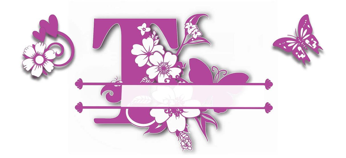 Mug Personnalisé Initiale A–Z – Floral Rose/Violet & Prénom au Choix Sublimation Store