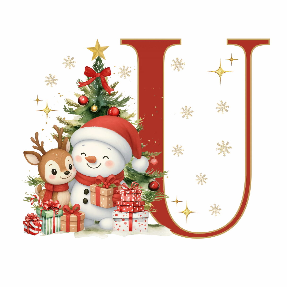 Mug de Noël Personnalisé – Lettre de A à Z avec Bonhomme de Neige & Renne Sublimation Store