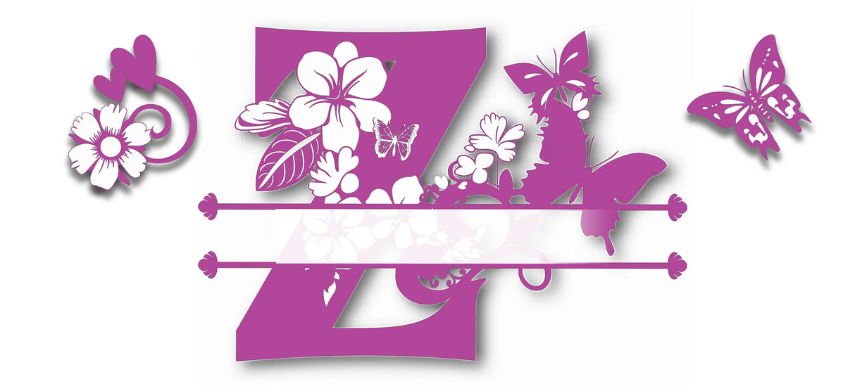 Mug Personnalisé Initiale A–Z – Floral Rose/Violet & Prénom au Choix Sublimation Store