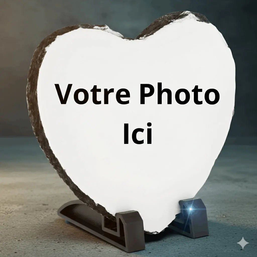 Ardoise Cœur Personnalisée Photo – Sublimation 15x15 cm + Support Sublimation Store