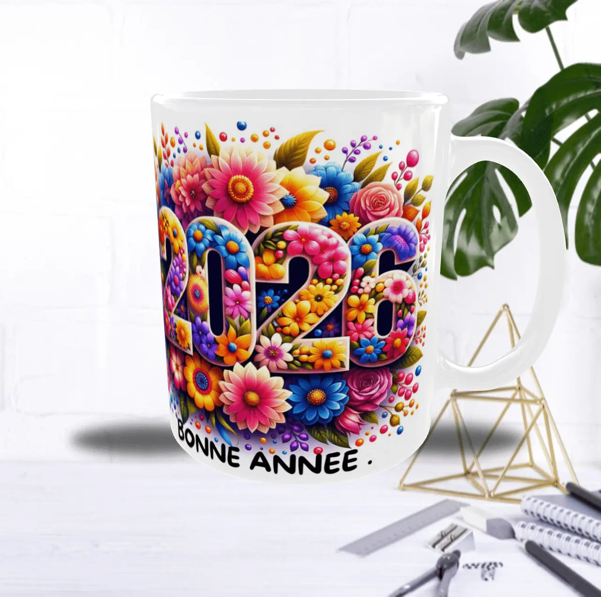 Mug “Bonne Année 2026” – Explosion Florale Colorée (Sublimation) Sublimation Store