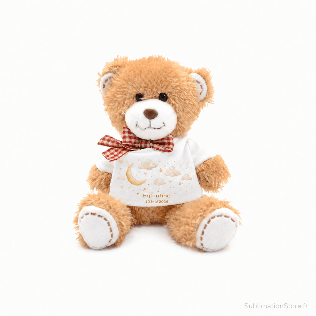 Bradou peluche personnalisée fond blanc cadeau bébé