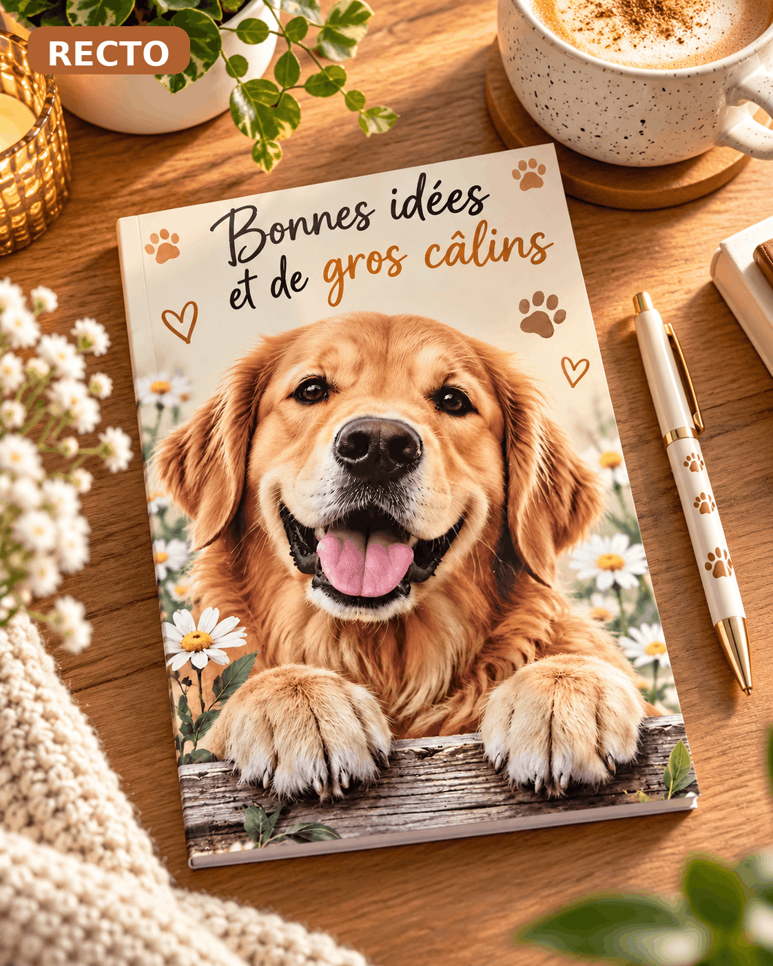 Bonnes Idées et Gros Câlins : Cahier A5 Chien et Chat à Couverture Illustrée Sublimation Store