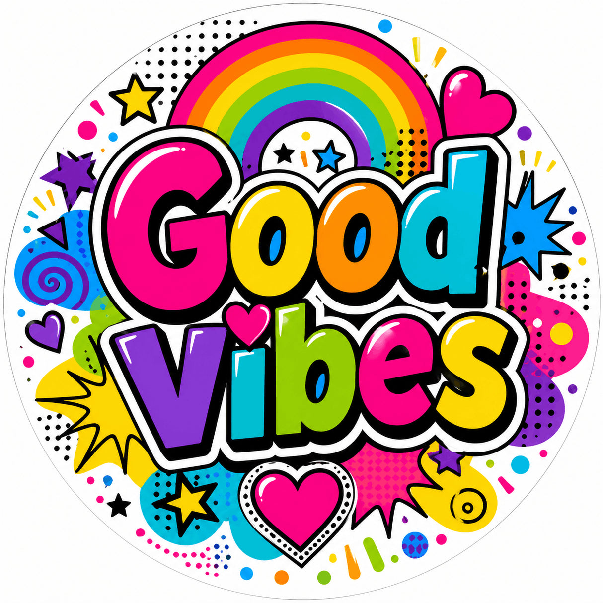 grip coque téléphone good vibes pop art arc-en-ciel multicolore sublimation
