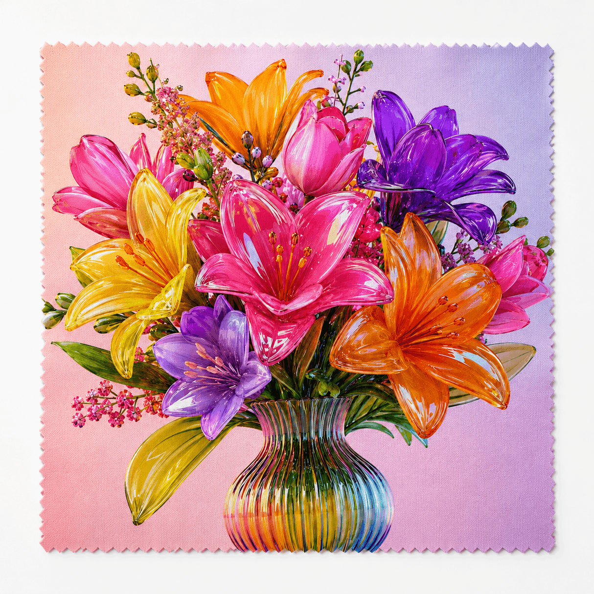 vase.webpLingette lunette bouquet de lys multicolore avec vase en verre coloré