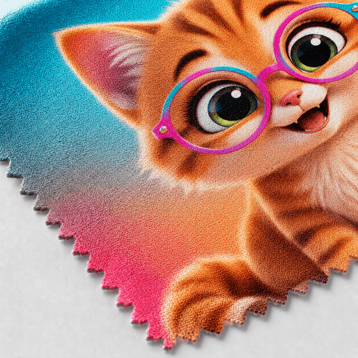 Zoom impression haute définition lingette chaton microfibre
