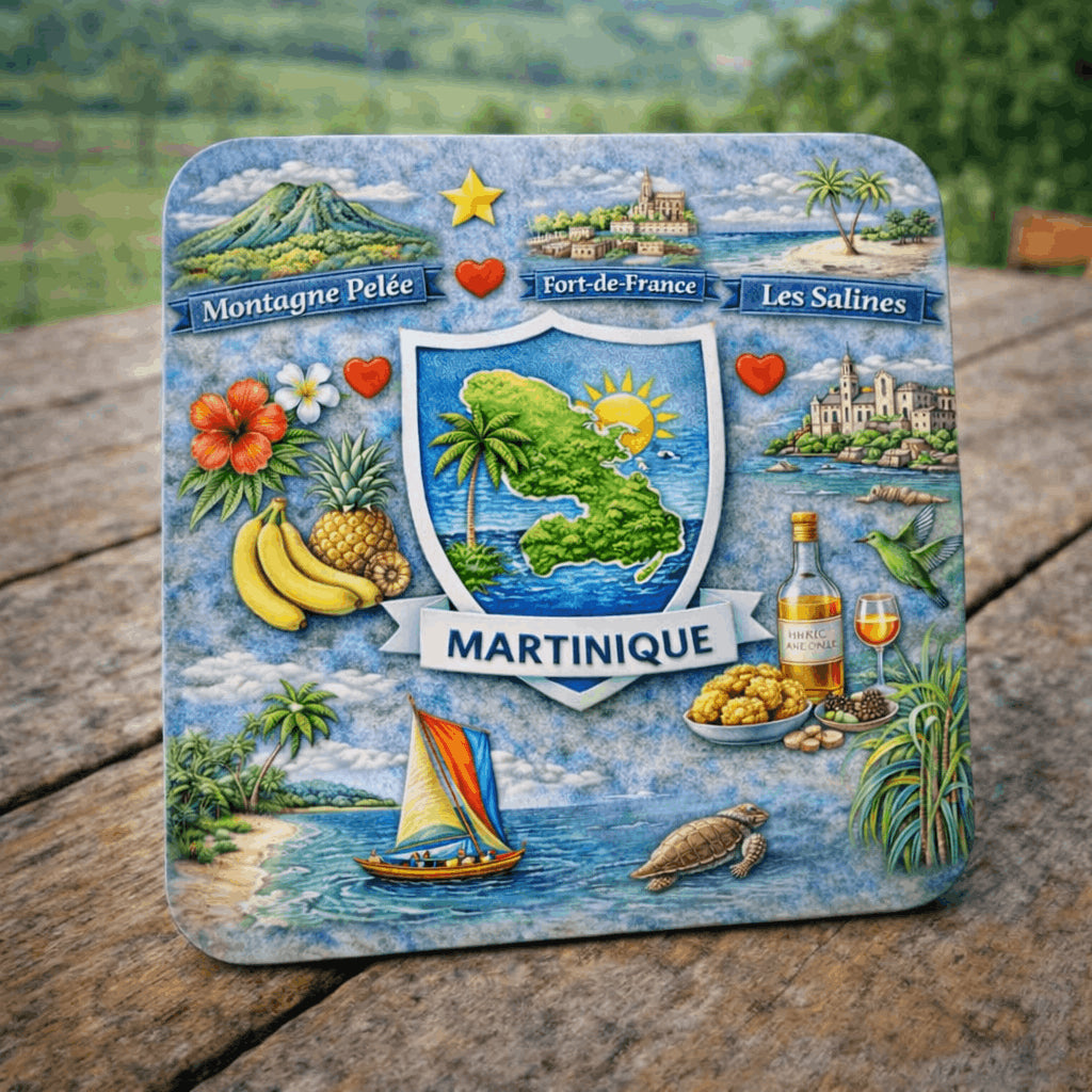magnet martinique pose sur table ile tropicale 6x6 cm