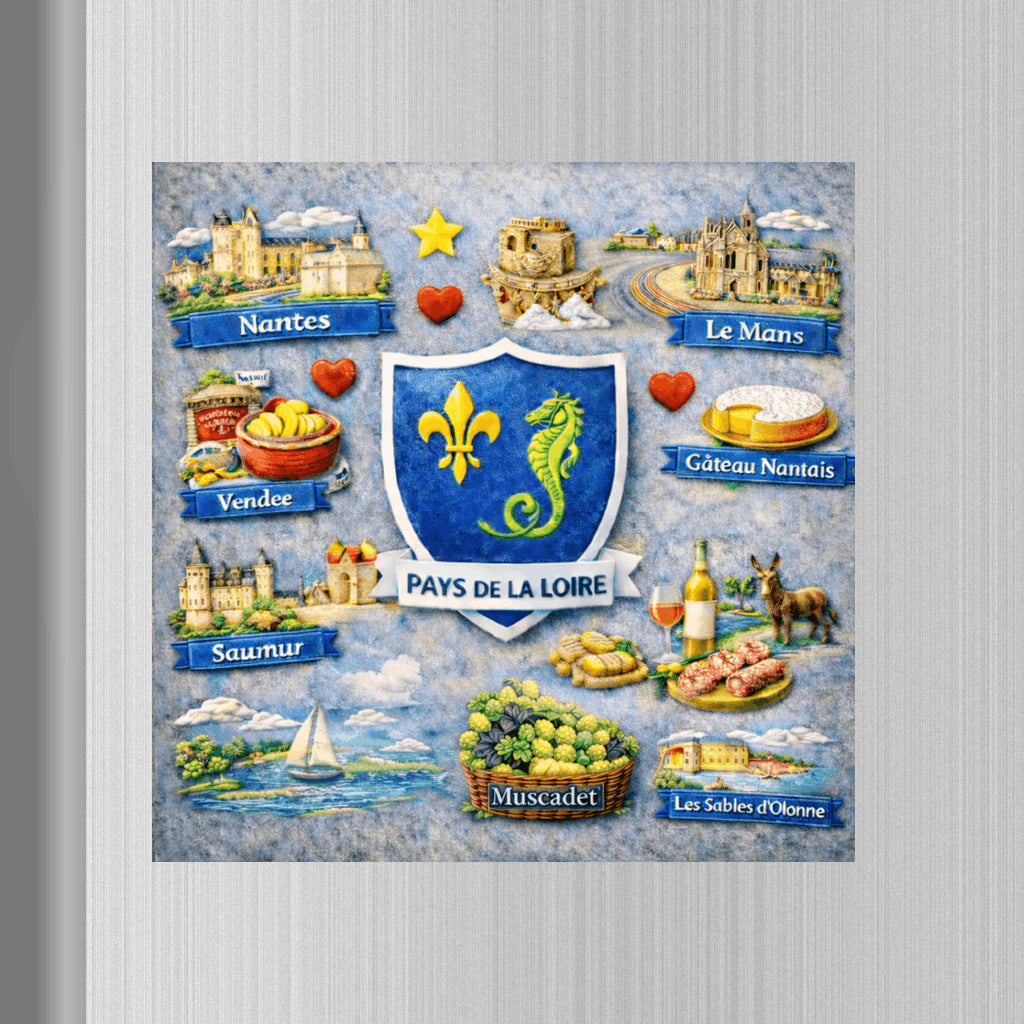 Magnet Pays de la Loire – Décoration Réfrigérateur Région Ouest 6 x 6 cm Sublimation Store